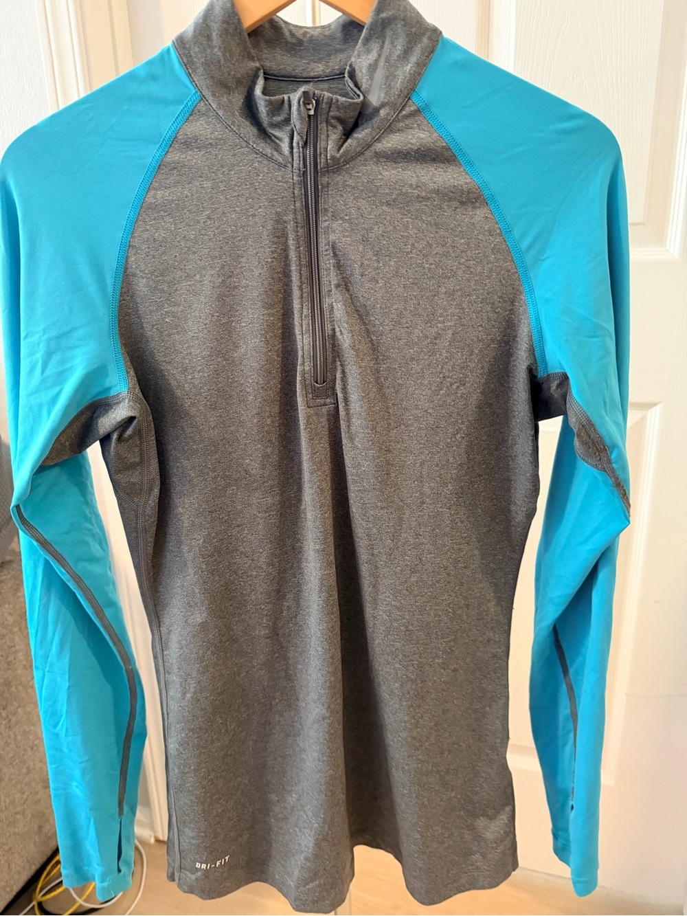 Women’s Nike Pro Dri-Fit Athletic Top in Heather Gray & Teal